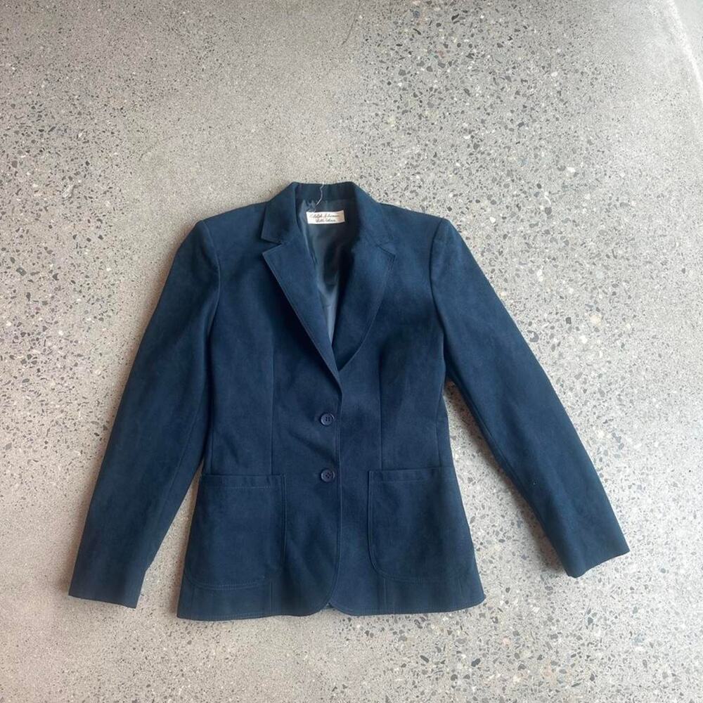 Vintage Adolph Schuman Lilli Ann Ultrasuede Navy Blazer Jacket